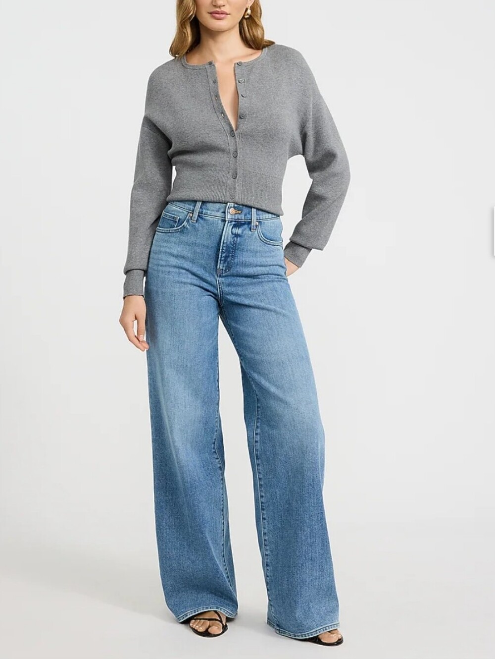 Express • High Waisted Wide Leg Light Wash Jeans, Size 10